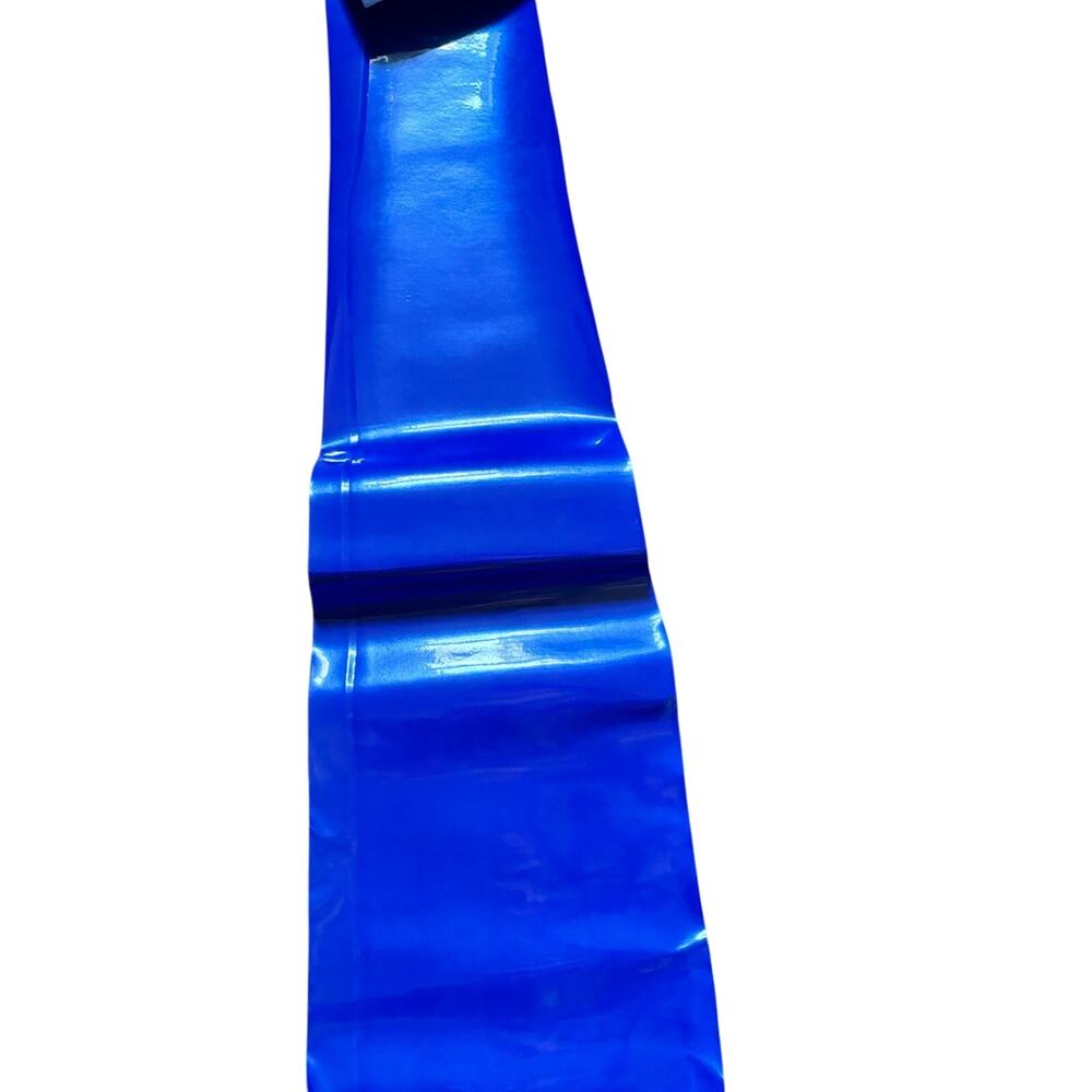 Blue Patent Pleather Fabric Scrap Remnant 49 x 15 Shiny Faux Leather Craft
